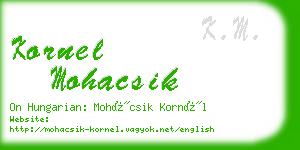 kornel mohacsik business card